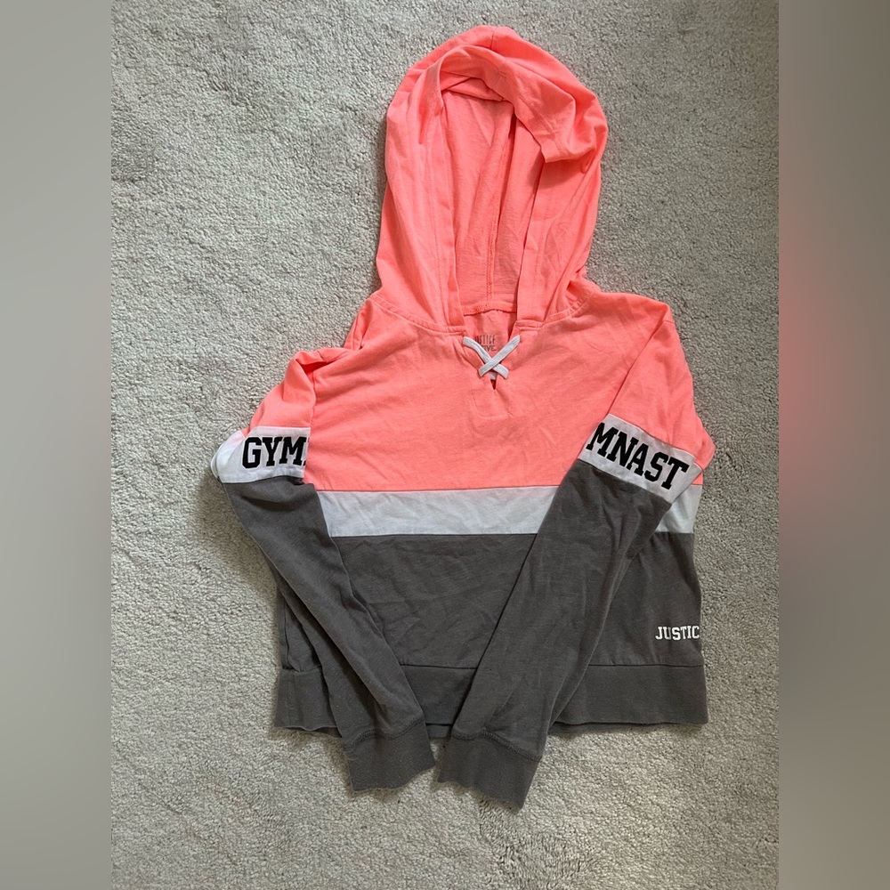 Girls Justice multicolor hooded active shirt